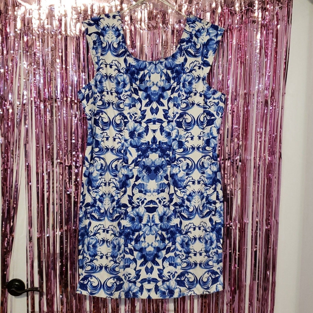 White blue mini dress